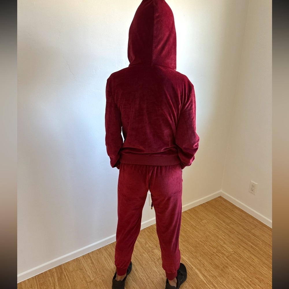 Red Velour Hoodie and Jogger Set